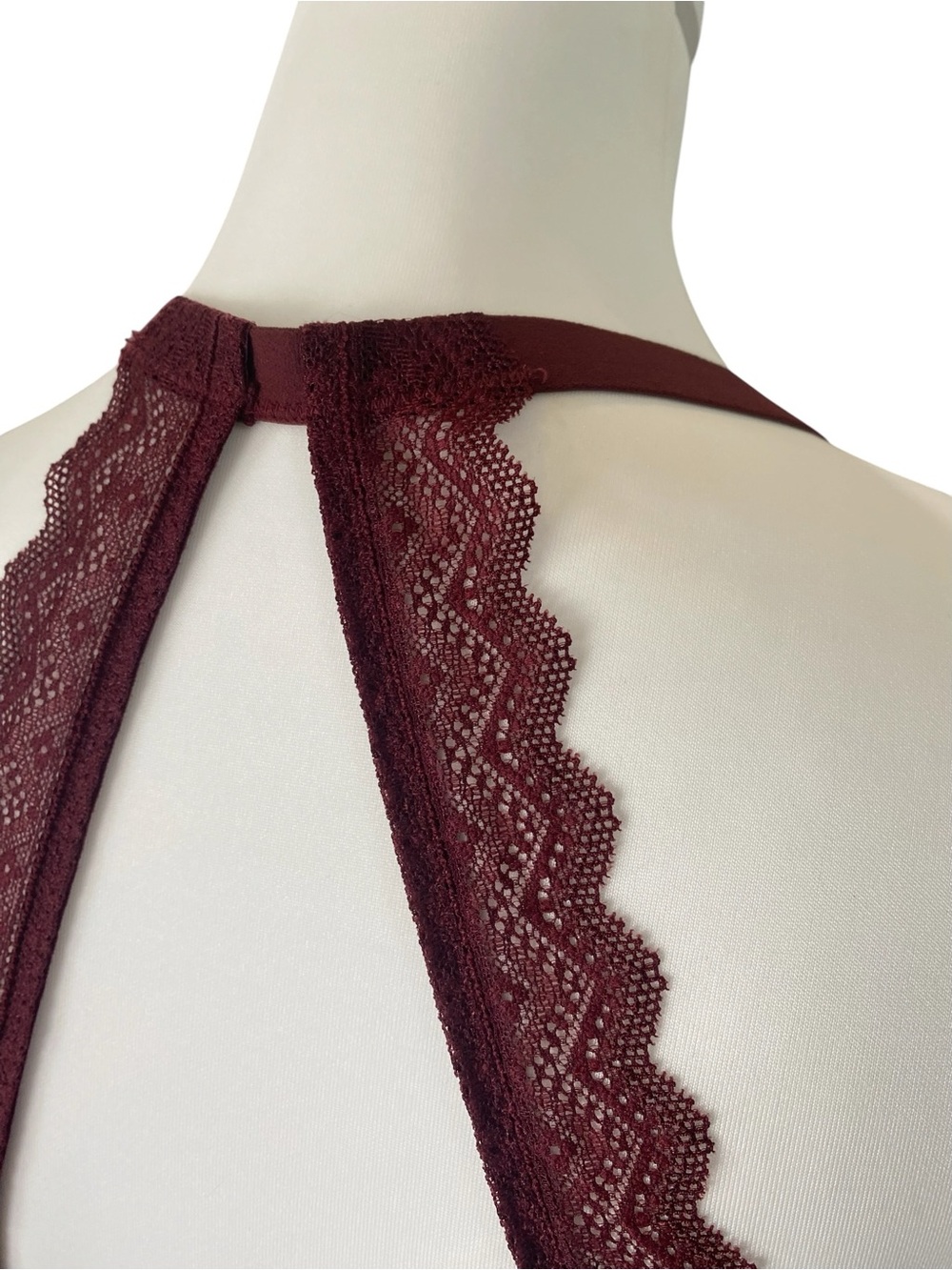 Harper Wilde Bliss Lace Triangle Bralette , Burgundy, Large - Picture 3 of 4